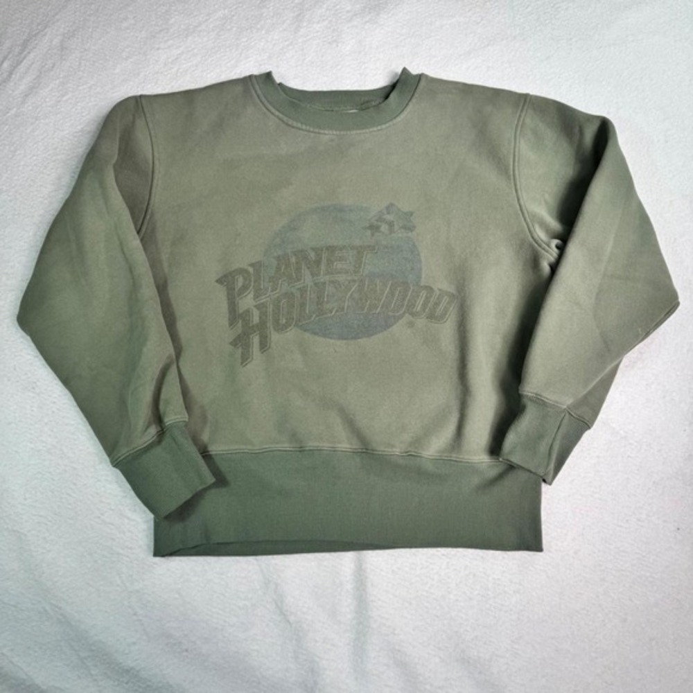 Planet Hollywood Tonal Logo Crewneck Sweatshirt Size M Green Vintage Style